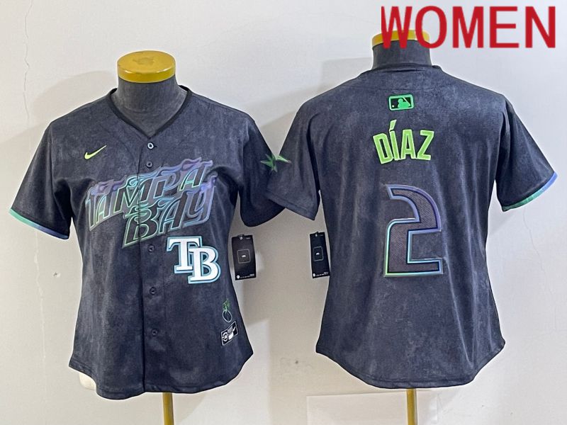 Women Tampa Bay Rays #2 Diaz Nike MLB Limited City Connect Black 2024 Jersey style 5